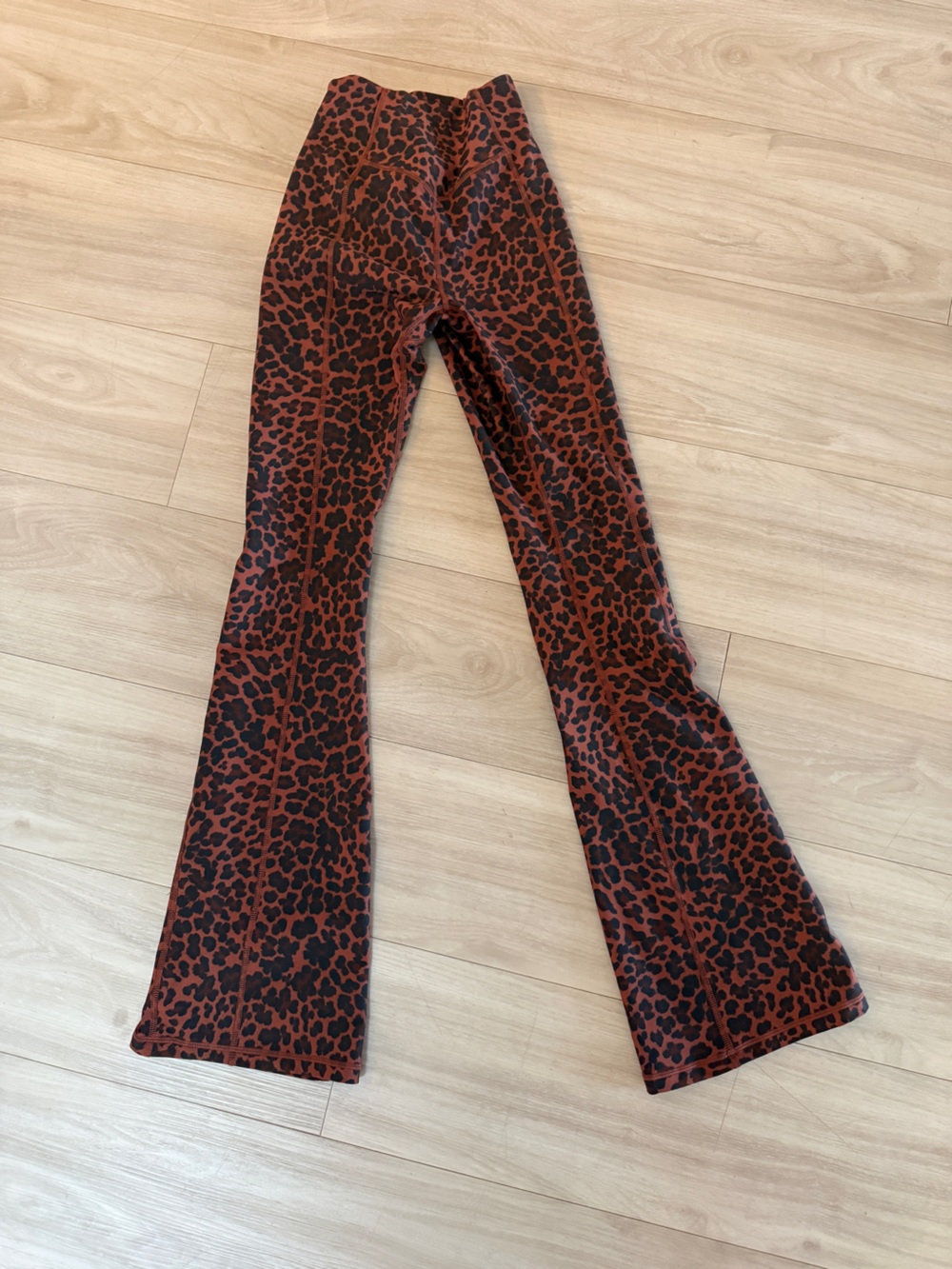 Spiritual Gangster Leopard Print Flare Leggings- Rust and Black